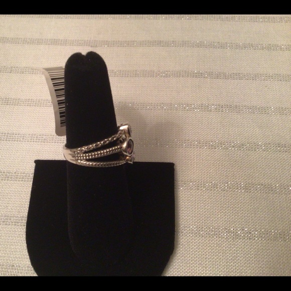 Sterling Silver Three Row Amethyst Ring - Picture 5 of 7